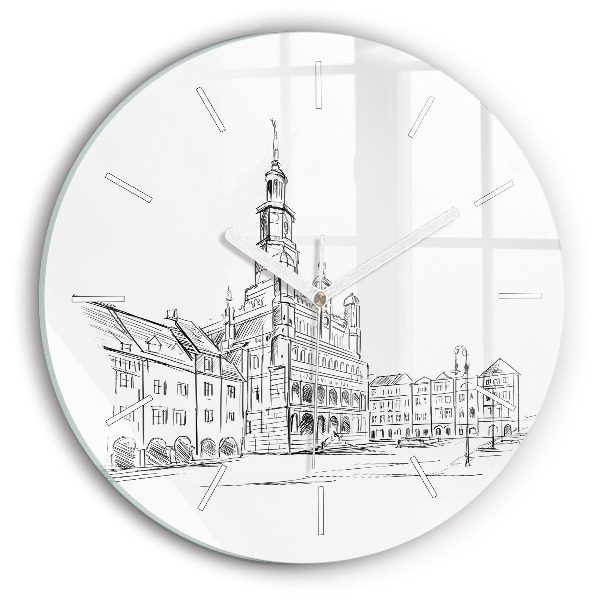 Kerek fali üvegóra Vázlat Poznań óvárosáról